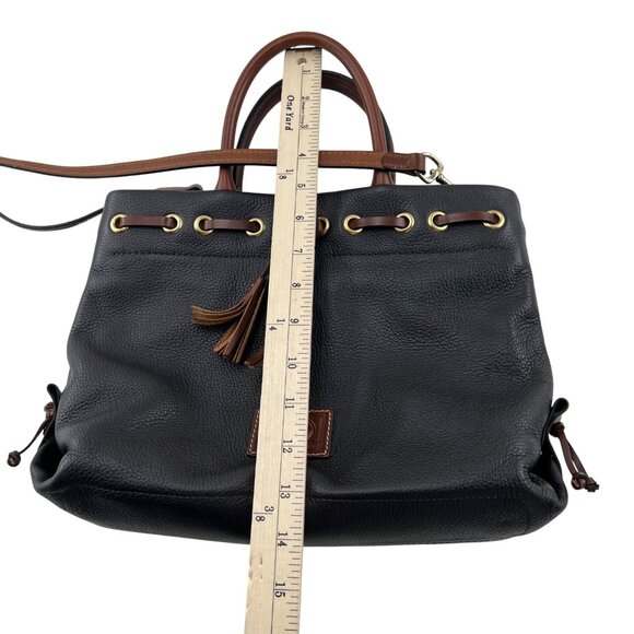 Dooney & Bourke Black Pebbled Leather Satchel Tassel Accents Handbag Vintage - Picture 8 of 9